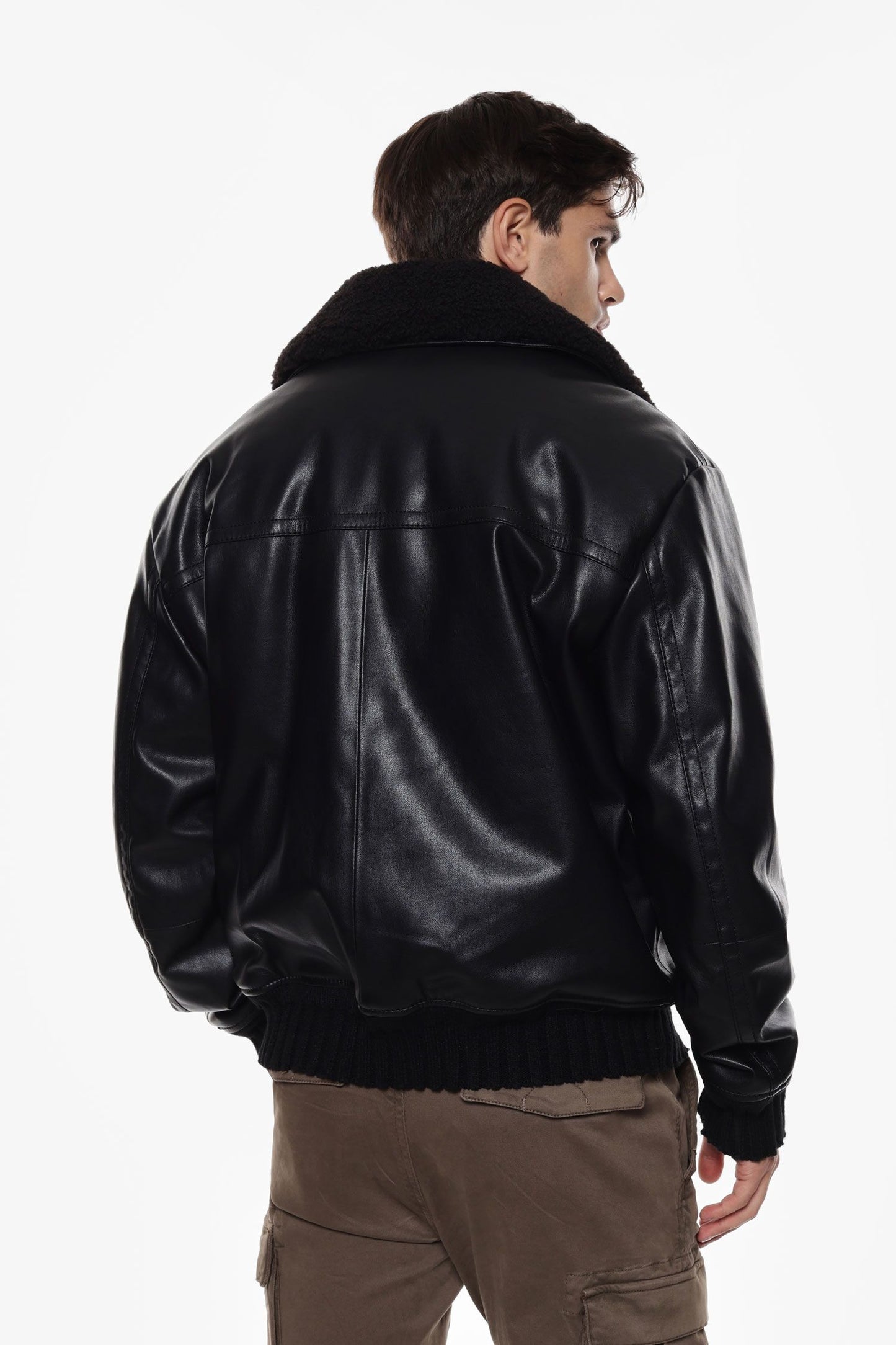 Bomber eco con collo in pelliccia