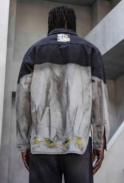 Overshirt con strappi gialli