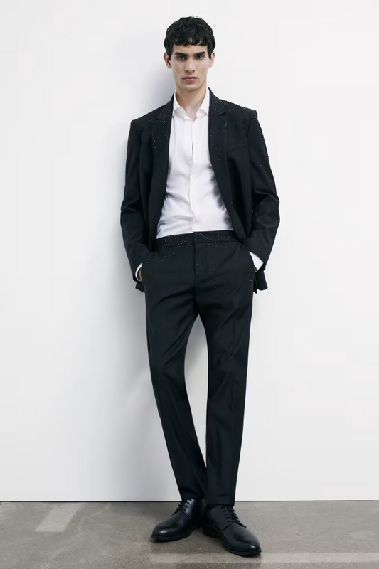 Pantalone regular fit con strass