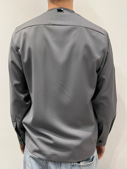 OVER SHIRT SENZA COLLO CON ZIP