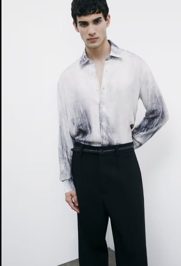 Camicia loose fit effetto marmorizzato