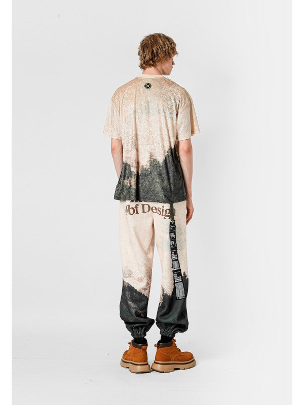 T-Shirt in ciniglia fantasia montagna