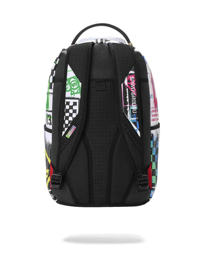 STENCIL SHARK ATTACK BLACK AND WHITE SPLIT BACKPACK