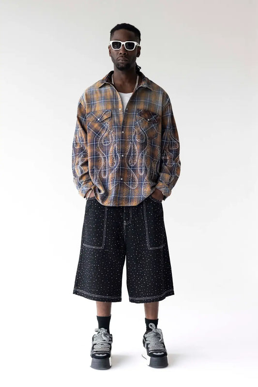 CAMICIA FIAMME MARRONE