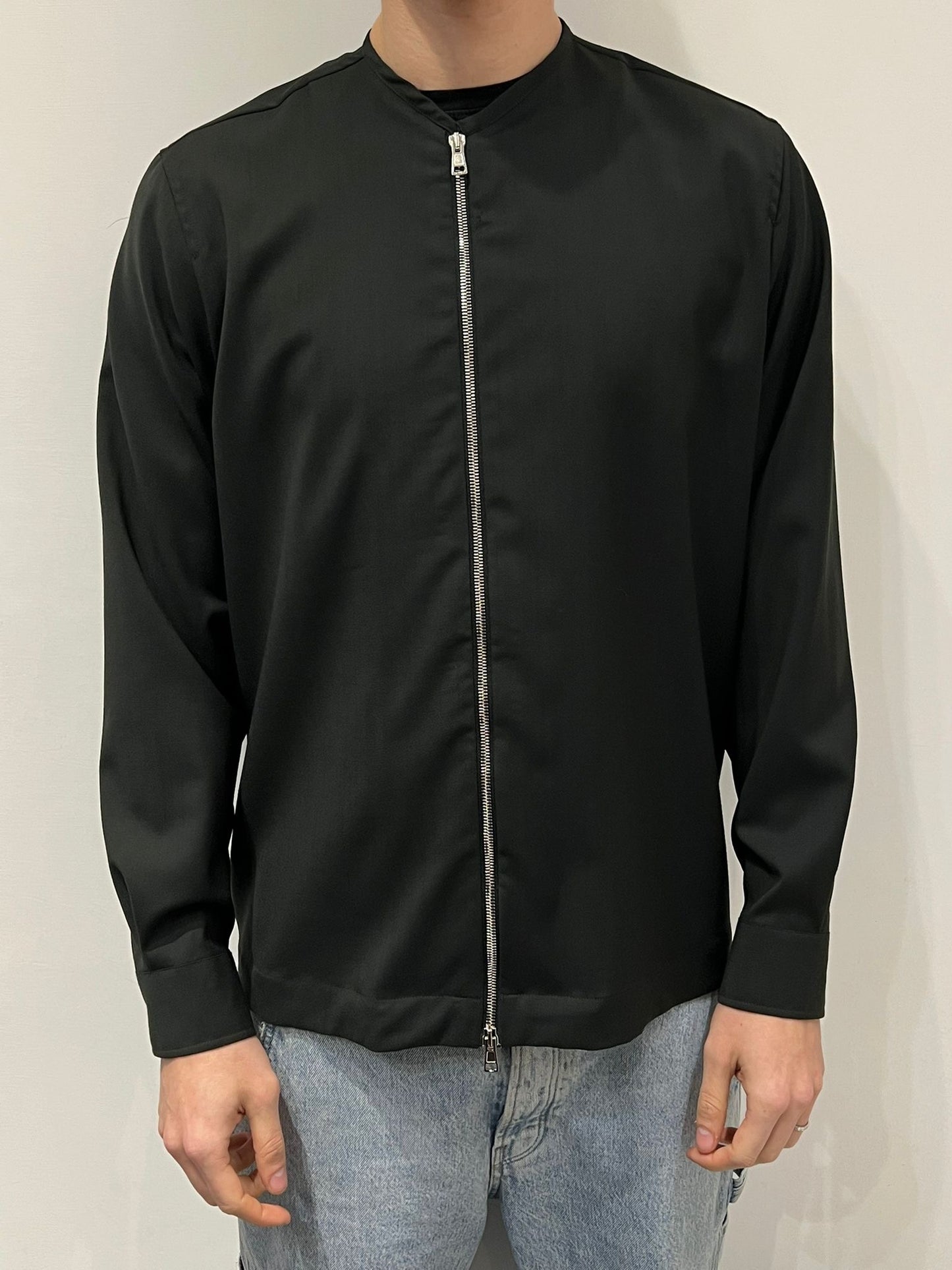 OVER SHIRT SENZA COLLO CON ZIP