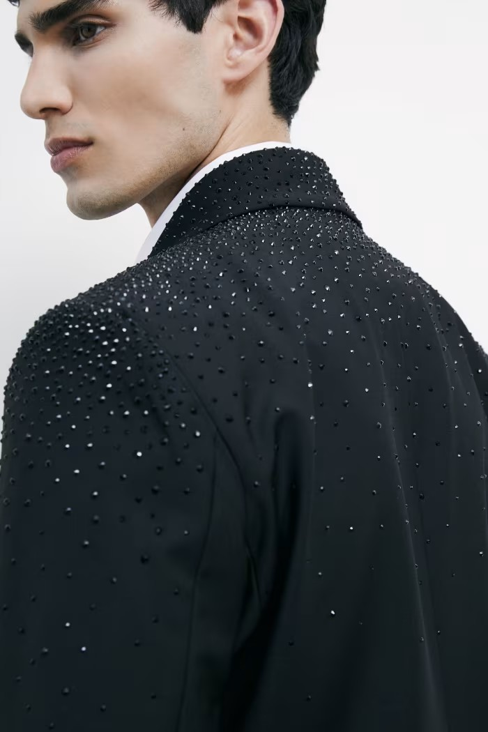 Giacca doppiopetto con strass