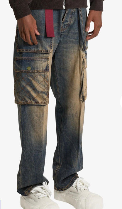 JEANS CARGO LAVAGGIO TEA