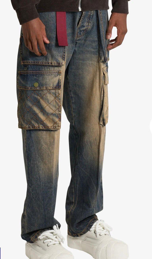 JEANS CARGO LAVAGGIO TEA