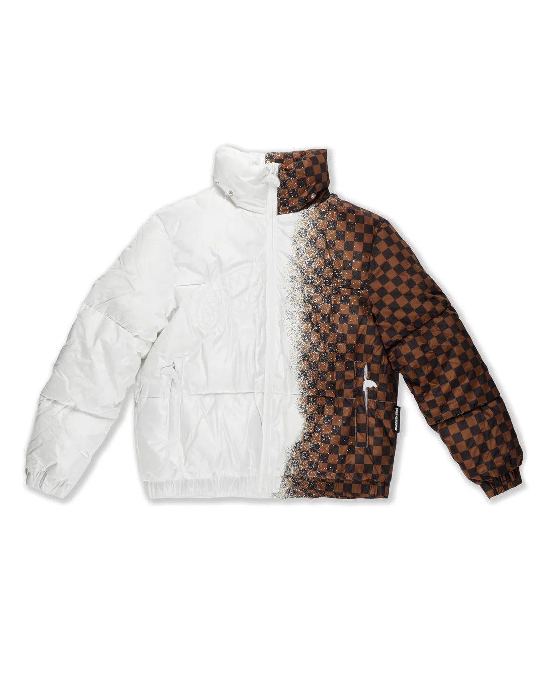 GREY CHECK DOWN JACKET WHT