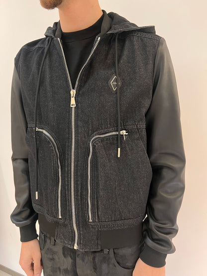 BOMBER PELLE E DENIM