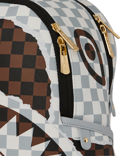 CREAM BROWN TEAR CHECK SAVAGE BACKPACK