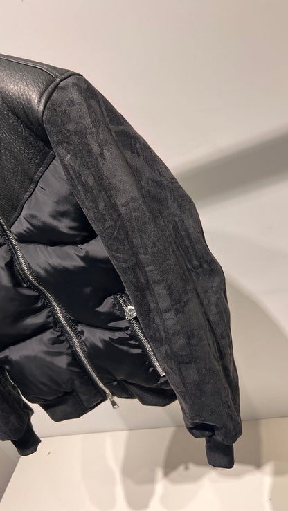 Bomber con carrè in pelle martellata