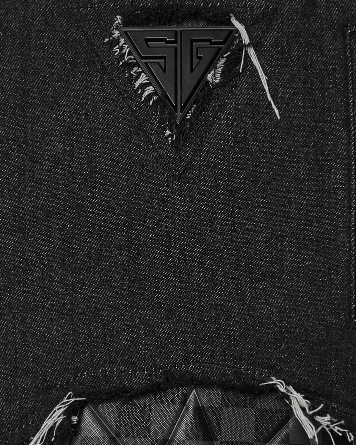 BLACK DENIM TEAR SHARK BACKPACK