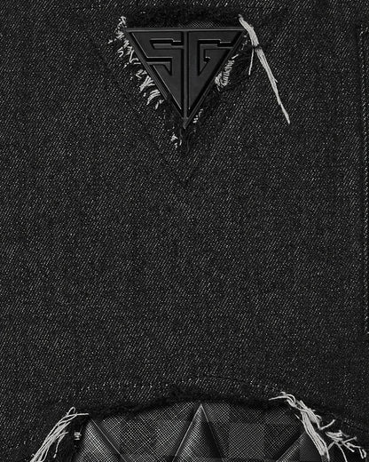 BLACK DENIM TEAR SHARK BACKPACK