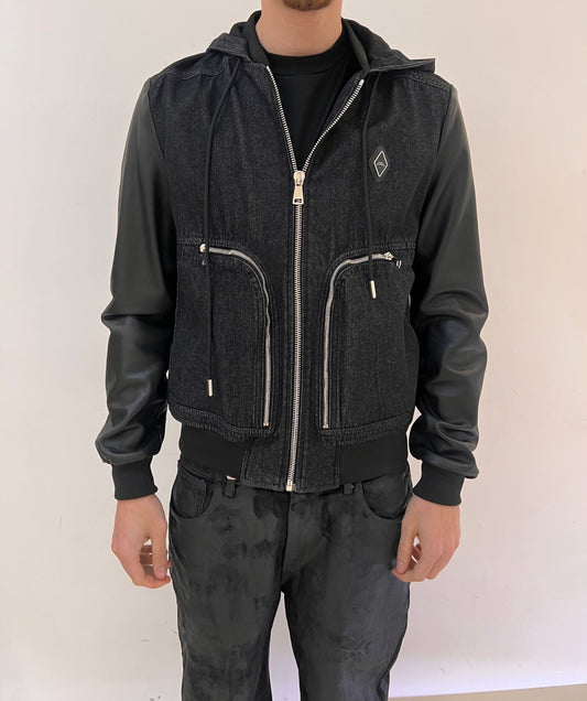 BOMBER PELLE E DENIM